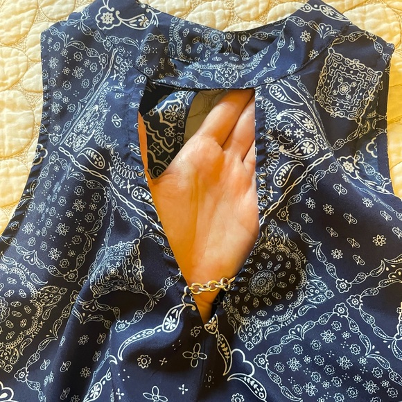 Paisley keyhole sleeveless top - Blue - M - Picture 4 of 4